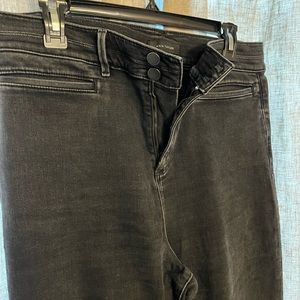 Ann Taylor High-waisted Cropped Black distressed Wide Led Jean - US 12 Size